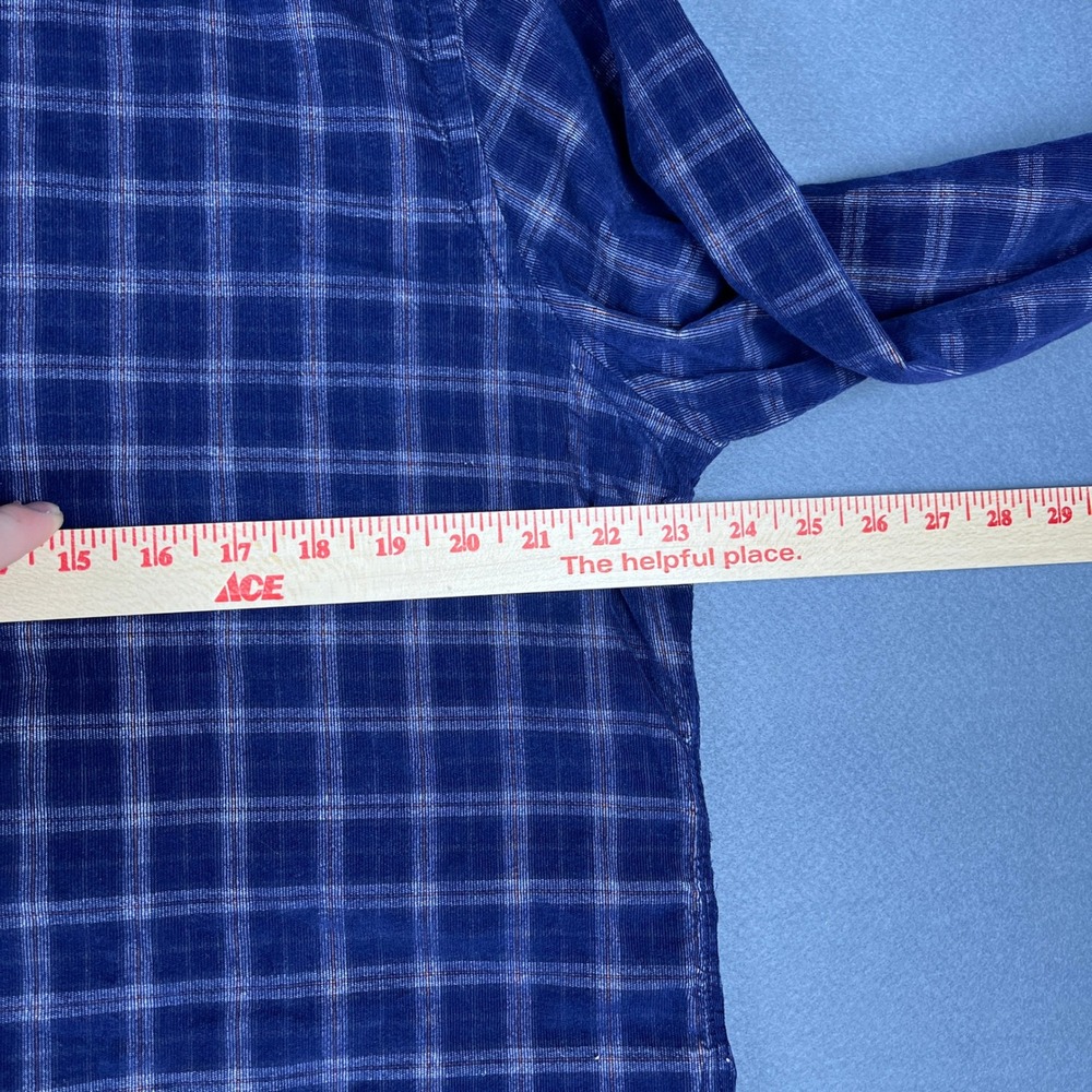 Robert Graham Mens Blue Plaid Corduroy Long Sleeve Button Down Shirt Classic L - Picture 7 of 8